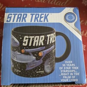 NWT Starships of Star Trek Black Mug with Starships Design NIB